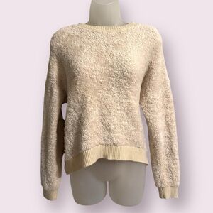 Topshop Cream Teddy Fleece Pullover Sweater Size 8